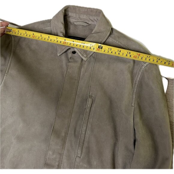 John Varvatos Men’s suede Leather trucker shirt jacket Tan Gray M Rare - Picture 11 of 13